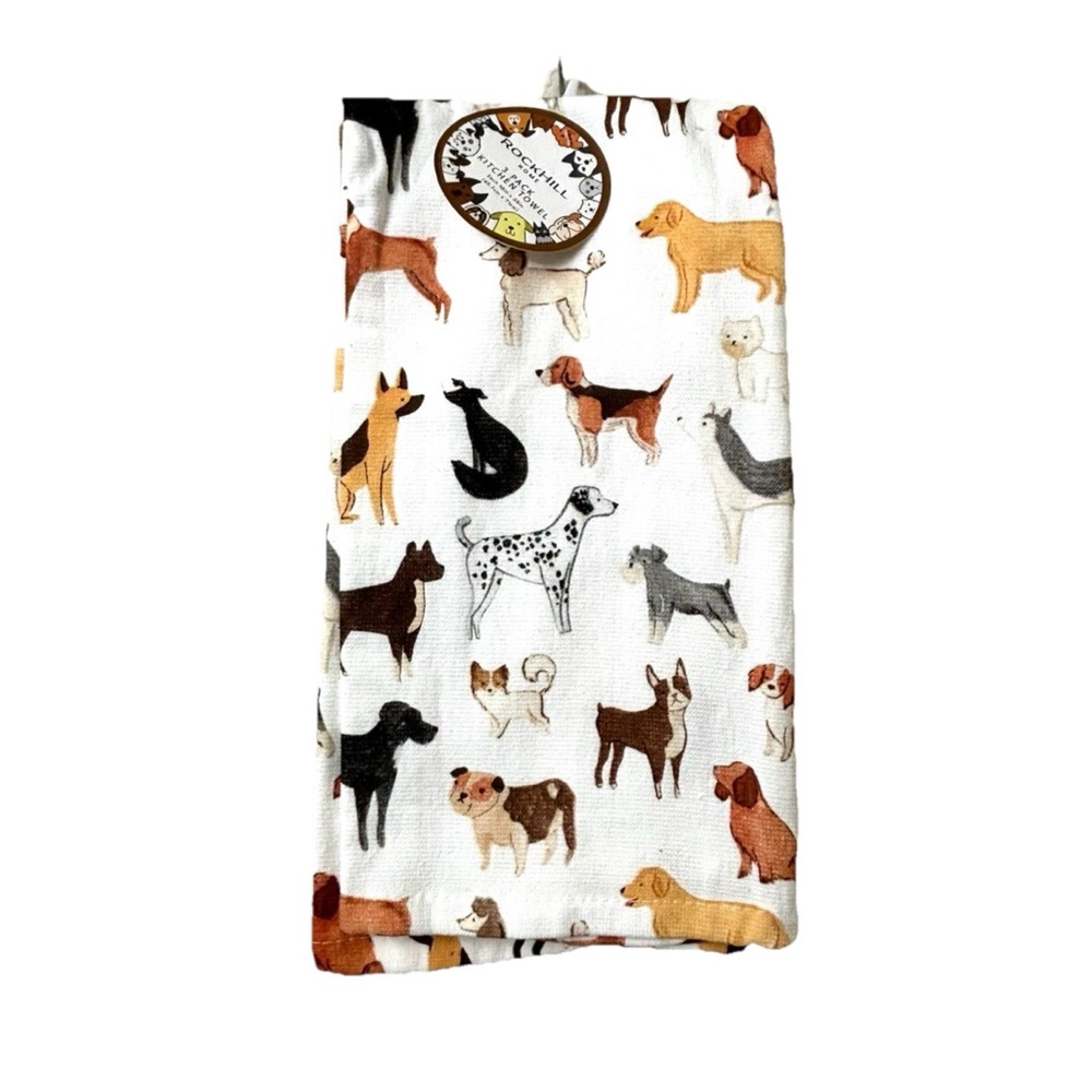 DOG PUPPIES THEME KITCHEN TEA DISH TOWELS 3 PACK COTTON DRY WEAVE NOVELTY KITSCH